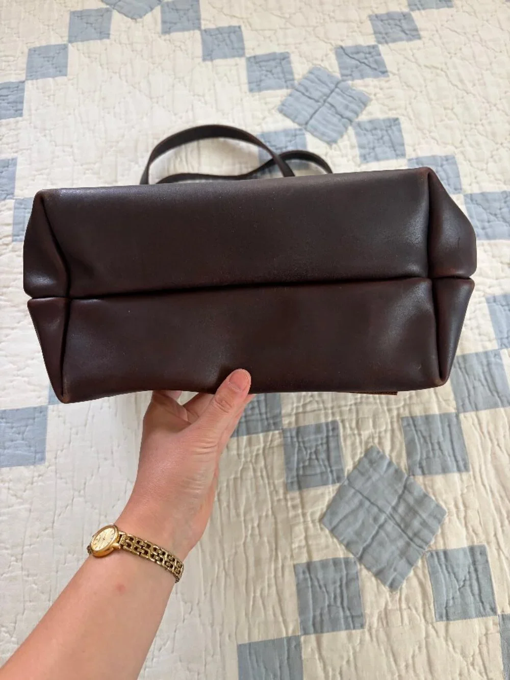 Portland Leather Medium Tote, Grizzly